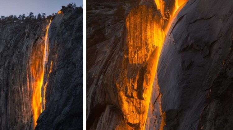 Photographer Captures Rare Moment When Yosemite Waterfall Transforms Into a Fire Stream